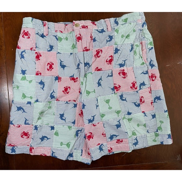Vineyard Vines Patchwork Seersucker Shorts Crab Fish Cocktail All Over Print 36 - Picture 5 of 6